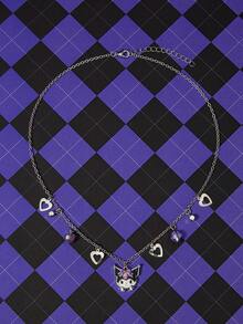 HELLO KITTY AND FRIENDS | SHEIN Kalung Liontin Hati Motif Kartun Kreatif Baru, Desain Sambungan IP, Personalisasi yang Menawan, Sederhana dan Elegan, Dapat Juga Digunakan Sebagai Aksesori - Platinum - View 2