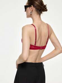 Bralution Push-Up 1/2 Cup Black Elegant Floral Women's Bra Daily Wear Comfy - Burgundy - View 6