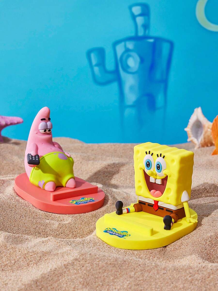 SpongeBob SquarePants | Joivida 1PC Cartoon Phone Stand Holder, Cute Cartoon Print, PVC Material, Universal Compatible, Adjustable Viewing Angle, Video Watching Stand, For Office Workers, Compact And Portable - Multicolor - View 1