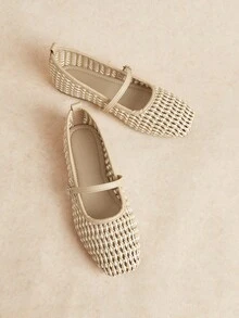 Rosivie Woven Casual Versatile Breathable Comfortable Women Flats For Christmas - Light brown - View 6