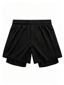 Gym Rark Men's Drawstring Waist Double Layer Sports Shorts - Black - View 2
