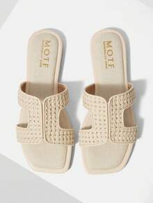 MOTF PREMIUM SUMMER NEW BEIGE BEACH VACATION CASUAL WOMEN'S FLAT SANDALS - 米色2 - 查看 7