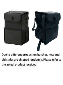 1 Portable Foldable Car Garbage Bag With Lid-Hanging Trash Can With Storage Bag-Car Trash Can And Storage Box, Waterproof Mini Car Trash Can, With Lid And Storage Bag, Car Garbage Bag Hanging Accessories - Black - View 2