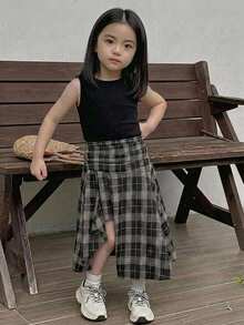 Dazy Kids 女童秋季服飾 波點無袖背心上衣 + 波點裙 2件套 夏季 - 黑色 - 查看 3