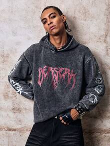 Skyrend Men Graphic Pullover Sweatshirt, Distressed Wash Slim Fit Pullover Sweatshirt For Autumn Winter Fall/Autumn/Winter Grunge - Black - View 9