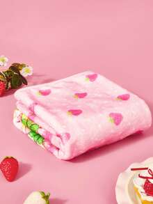 Strawberry Shortcake X PETSIN 1 Piece Cute Three Little Girls Funny Strawberry Polka Dot Printed Blanket Warm And Absorbent Coral Fleece Pet Blanket - Pink - View 5
