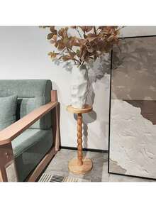 Haus Hana Modern Round Wooden Side Table, End Table, Wooden Coffee Table, Small Console Table, Multi-Functional Base Coffee Table For Living Room, Sofa, Bedroom; Wooden Plant Stand, Home Decor Furniture. Suitable For Living Rooms, Bedrooms, And Bedside Areas. - Multicolor - View 3