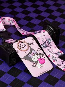 HELLO KITTY AND FRIENDS | SHEIN حامل بطاقة متعدد الوظائف مع سلسلة مفاتيح قابلة للفصل وحبل رقبة، بطانية بطاقة مطبوع باللون الوردي الفاتح مع سلسلة مفاتيح مزينة بقلب، قلادة حقيبة - وردي - مشاهدة 4