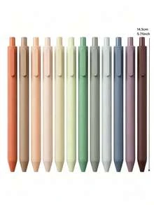 12pcs Morandi Earthy Colors Gel Ink Pen Set Retractable Smooth Writing Pastel Colored Pens Office Supplies Journaling Study Stationery Aesthetic Design For Planner Note Taking Card Making Craft Project Gift For Teacher Student Coworker - Mokadish - View 4