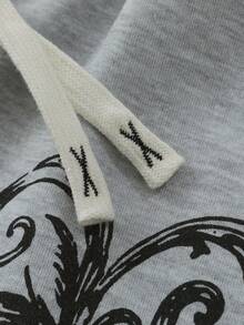ROMWE MEN Men's Skull & Cross Print Loose Fit Sweatpants - Grey - View 5