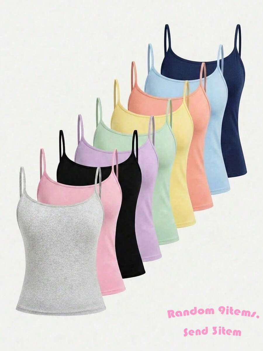 SHEIN Girlism Teen Girls Casual Minimalist 2pcs Pieces Tank Top Set, Suitable For Summer Random 9 Items, Send 3 Item - Multicolor - View 1