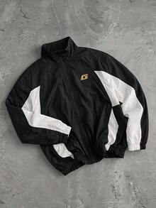 HIMLAND Men's Spring/Autumn Casual Colorblock Patchwork Jacket - Black and White - View 5