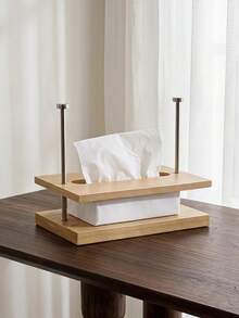 Cirelle Mid-Century Suspended Wooden Tissue Box, Japanese-Style Solid Wood Napkin Holder, Creative Desktop Tissue Dispenser, 3 Colors Available Cherry Wood/Bamboo Natural/Bamboo Walnut, Smooth Polished Napkin Organizer For Restaurant, Office, Home, Kitchen - Multicolor - View 6