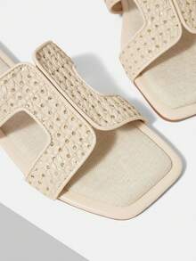 MOTF PREMIUM SUMMER NEW BEIGE BEACH VACATION CASUAL WOMEN'S FLAT SANDALS - 米色2 - 查看 9