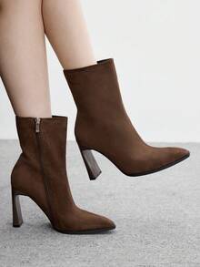 CUCCOO BIZCHIC Classic Western-Style Women's Low-Heeled Platform Boots, Suitable For Daily And Festive Occasions In Autumn And Winter - Coffee Brown - View 5