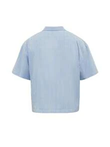 Resyla Men Men's Striped Short Sleeve Single-Breasted Casual/Business Shirt - Blue and White - View 2