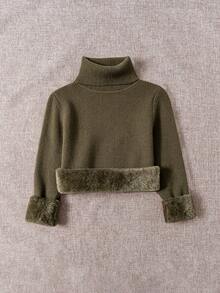 Franclia High Neck Thermal Lined Thickened Slim Fit One-Piece Thermal Inner Layer Long Sleeve Sweater, Autumn/Winter New Style - Chocolate Brown - View 3