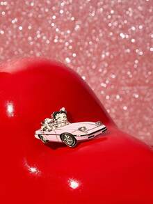 Betty Boop x SHEIN New Creative Cartoon Pattern Printing Brooch, IP Joint Design, Lovely Personalized, Simple And Generous, Can Also Be Used As Accessories, Suitable For - Pink - View 4