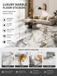 10/20Pcs Marble Pattern Waterproof Vinyl Floor Stickers Self Adhesive Floor Tiles Peel And Stick Flooring Decals Home Renovation Decor Living Room Bedroom Kitchen Bathroom Decoration Modern Interior Design - multicolor - View 6