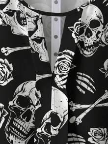 EMERY ROSE Plus Size Women's All-Over Print Casual Versatile Daily Wear Shirt Halloween - Multicolor - View 3