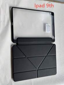1 Buah Casing Akrilik Lipat Y Warna Solid untuk Air Generasi ke-5/ke-9/A16 dengan Slot Pena, Fitur Tidur dan Bangun Otomatis, Penyangga Multi-Sudut, Kulit PU Hitam - Hitam - View 16