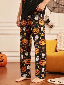 SHEIN Halloween Print Men's Loungewear Pants - Multicolor - View 3