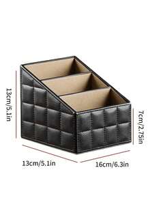 Cirelle 1Pc 3-Compartment Leather Storage Box, Stationery Storage Box, Item Storage, Suitable For Bedside, Office, Living Room, Minimalist Desktop Office Storage, Can Hold Remote Controls, Stationery - Multicolor - View 12
