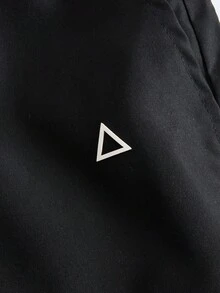 Manfinity CasualCool Men's Black Summer Casual Triangle Print Drawstring Waist Pocket Shorts,Streetwear Gym Sports Shorts,Lightweight Athletic Shorts For Workout,Y2k - Black - View 4