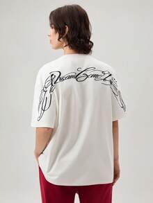Vaulklash Men's Round Neck Letter Print Casual Short Sleeve T-Shirt, Summer - White - View 3