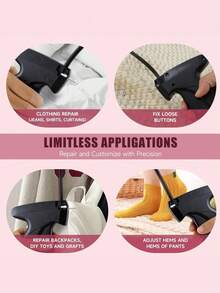 1pc Handheld Mini Stitch Gun For Quick Clothing Fix, Portable Tag Attacher Gun, Multipurpose Sewing Tool For Garment Repair, Duvet Fastening, Price Tag Installation - 1 Black Gun + 2600 Needles + 6 Needle Tips - View 6
