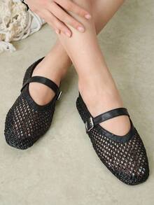 Styleloop Ladies, Willow Nails, Buckles, Flat Shoes. - Black - View 2