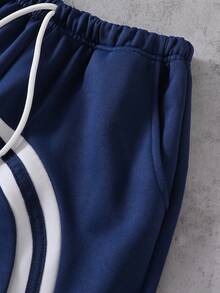SHEIN Coolqubz Tween Boy Fashion Casual Wide Leg Loose Elastic Waist Sweatpants - Blue - View 3