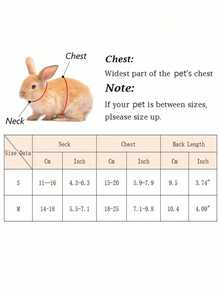 1pc Multicolor Rabbit Harness With Leash, Adjustable Rabbit Chest Strap, Cute Pet Collar And Leash Set For Small Animals Like Rabbit, Ferret, Lizard, Guinea Pig, Hamster - Multicolor - View 16