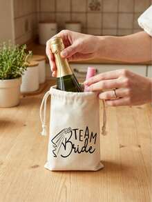 10pcs Beige Drawstring Gift Bags For Spanish Wedding Parties - Ideal For Hangover Recovery Supplies & Post-Party Kit Packaging, Reusable & Durable - Beige - View 3