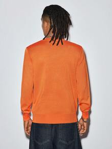 Modcrash Men's Solid Color Crew Neck Long Sleeve Casual Slim Fit Lightweight Knit Sweater Fall/Autumn/Winter - Orange - View 2