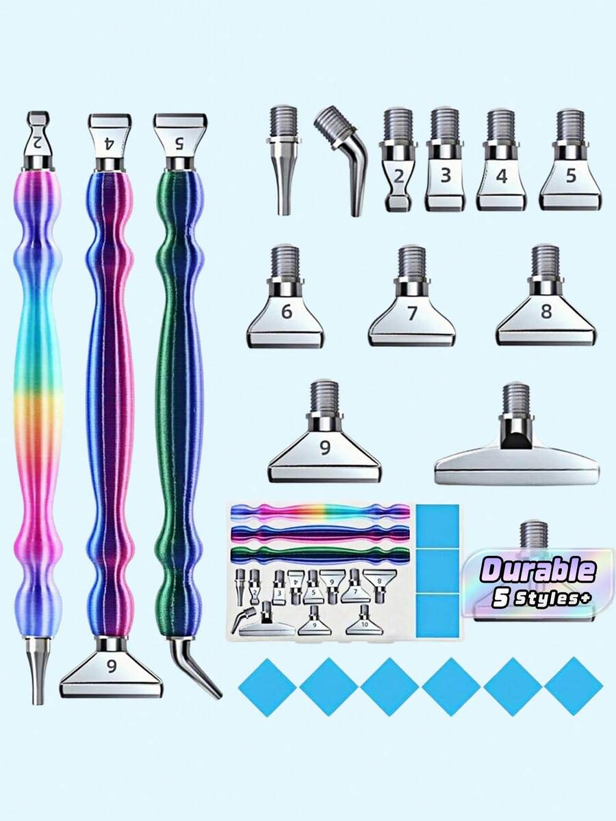 1pc New Threaded Metal Alloy Tip Diamond Painting Tool Set, Handmade 5D Diamond Embroidery Craft Tools - multicolor - View 1