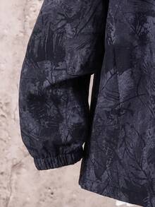 SHEIN 兒童男童休閒字母圖案印花連帽外套，輕量寬鬆拉鍊連帽夾克，開學季秋冬校園穿搭黑色款 - 彩色 - 查看 5