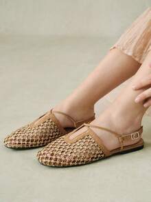 Styleloop Señoras, Uñas de Sauce, Hebillas, Zapatos Planos. - Camel - Ver 3