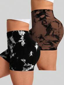 SHEIN Velisys 2PCS Women Plus Size Sports Shorts - Multicolor - View 4