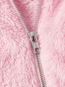 SHEIN MOD Women's Solid Color Zip-Up Casual Everyday Sweatshirt - Pink - View 3