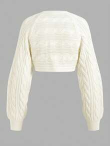 Teen Girls White/Cropped/Ribbed/Knit/Textured/Versatile Casual Short Cardigan/Sun Protection/Daily Wear/All-Match Cardigan - Multicolor - View 6