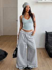 Coolane Pakaian Streetwear Wanita Sepanjang Musim Seksi Kasual Vintage Konser Rave Atasan Festival Jalan-jalan Malam Hari Garis Biru dan Putih Musim Panas - Baby Blue - View 6