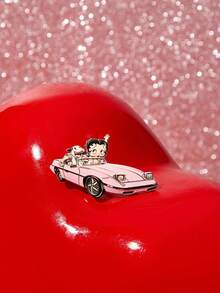 Betty Boop x SHEIN New Creative Cartoon Pattern Printing Brooch, IP Joint Design, Lovely Personalized, Simple And Generous, Can Also Be Used As Accessories, Suitable For - Pink - View 5