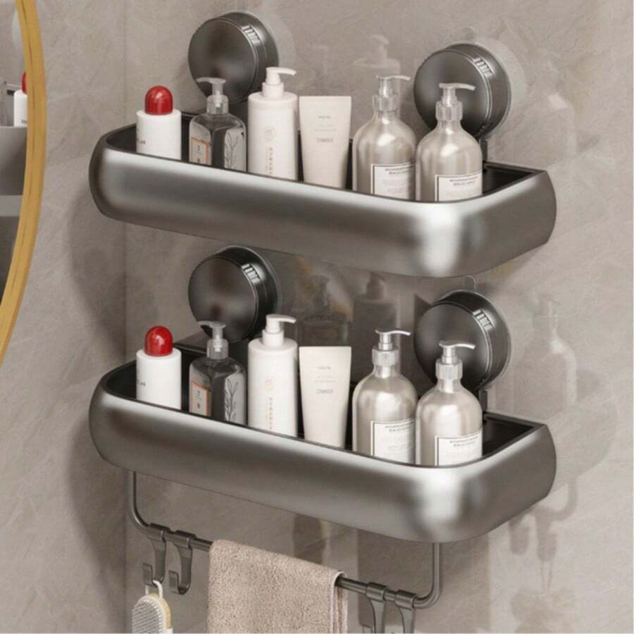 Suction Cup Bathroom Storage Rack, No-Drilling Bathroom Sink Wall-Mounted Toilet Storage Shelf, Bathroom Toilet Handwashing Station Storage Rack. - A - View 1