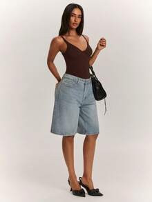 SHEIN BAE Women's Solid Color Fitted Versatile Everyday Cami Camisole - Coffee Brown - View 4