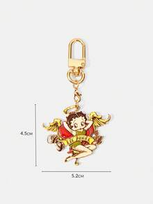 Betty Boop x SHEIN 1 قطعة سلسلة مفاتيح كرتونية إبداعية متعددة الوظائف يمكن استخدامها أيضًا كملصق ثلاجة، لطيفة، عادية، مناسبة للحفلات والحفلات الموسيقية والمهرجانات - الذهبي - مشاهدة 7