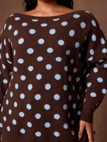 Rustia Plus Size Women's Polka Dot Asymmetric Shoulder Casual Daily Long Sleeve Sweater Fall - Multicolor - View 6