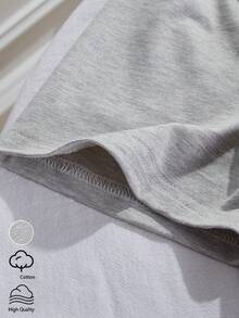 1 Set Pakaian Rumahan Remaja Laki-Laki, Atasan Lengan Pendek Abu-abu Muda Polos dengan Celana Panjang Kotak-kotak Biru Tua, Kain Rajut Lembut, Pas Nyaman (1 Set Dijual Terpisah) - Blue and White - View 4