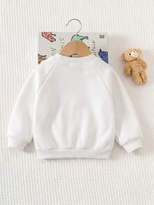 Baby Boy Cartoon Print Crew Neck Raglan Sleeve Sweatshirt - Multicolor - View 2