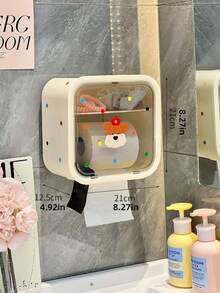 1PC Wall Mounted Toilet Paper Holder Waterproof No Drill Tissue Box Rack Creative Storage Shelf For Bathroom Restroom Kitchen Home Decoration Organizer - Multicolor - View 2